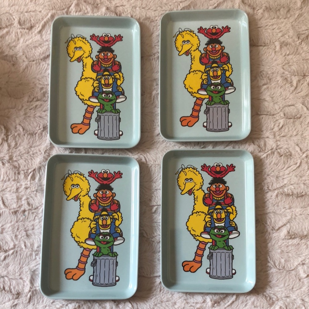 Sesame Street Light Blue Character Melamine Plates